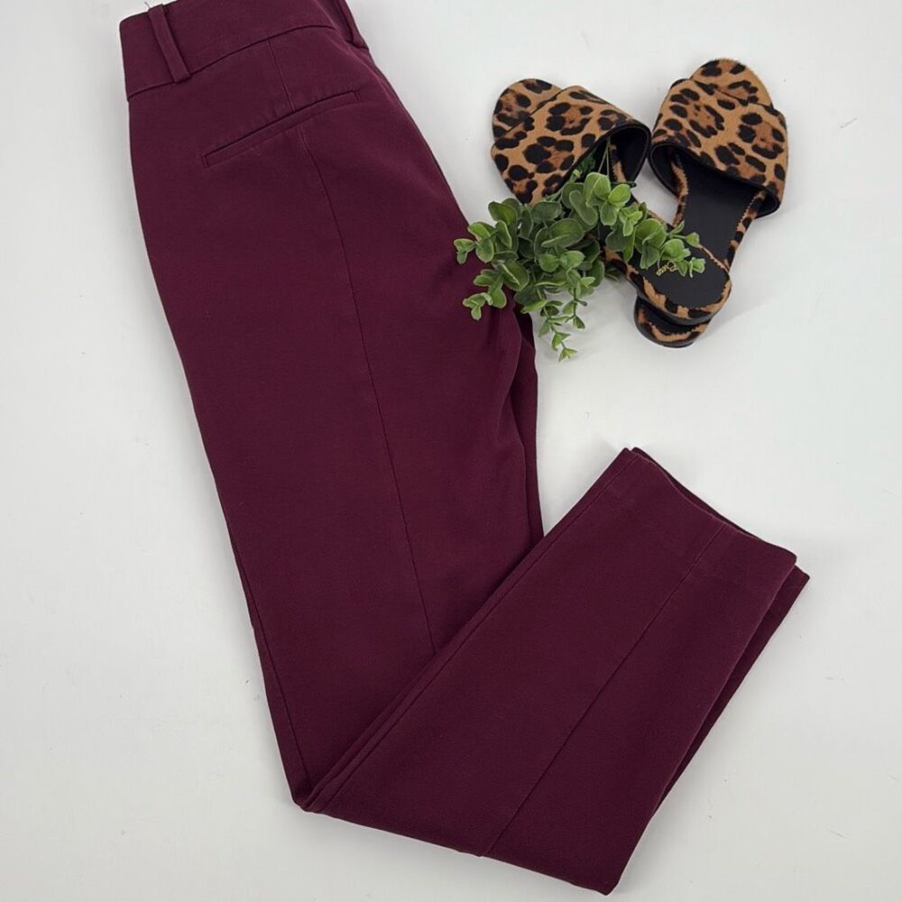 Ann Taylor Loft Marisa Skinny Cropped Stretch Pants Burgundy 0